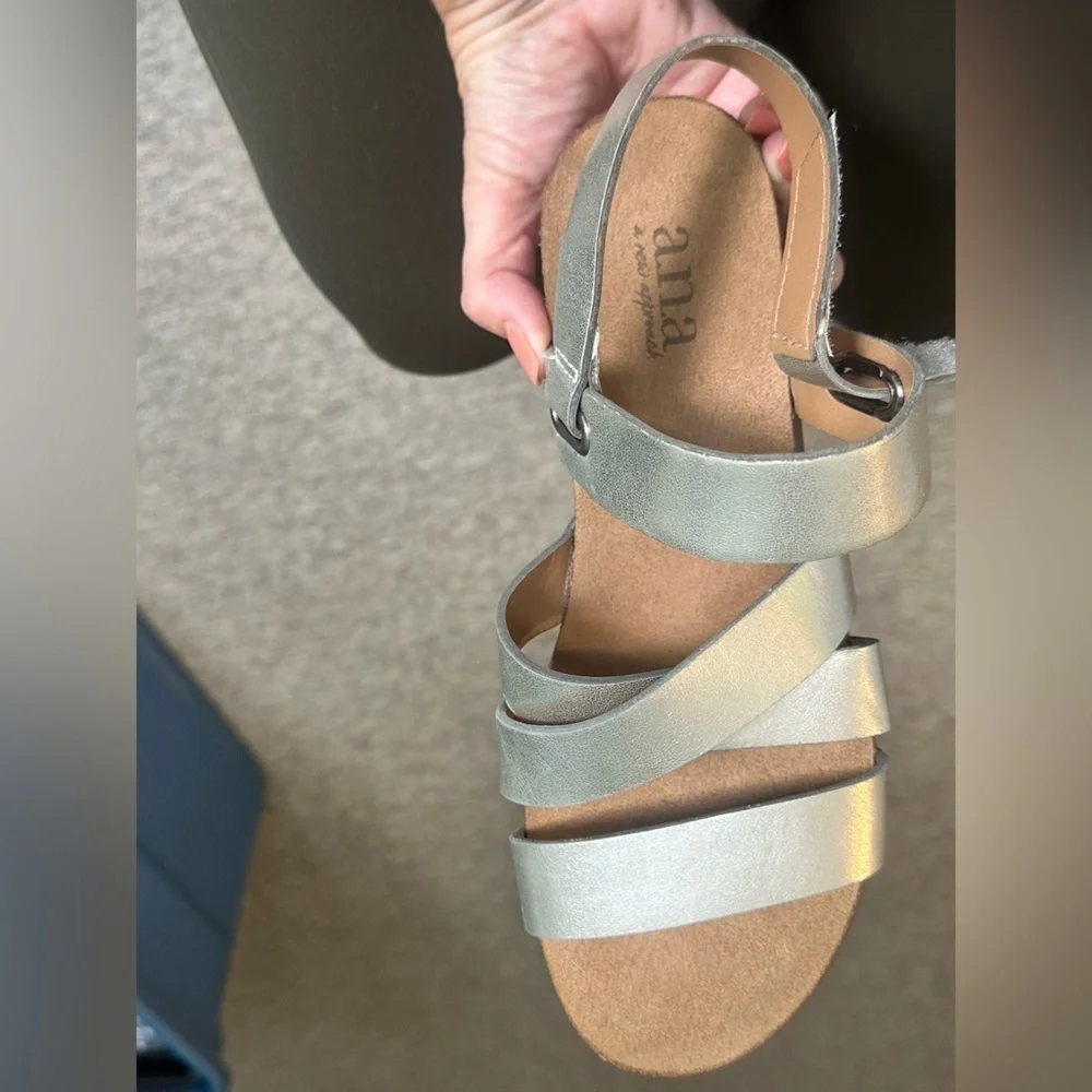 A.N.A. A New Approach Silver Strappy Sandals Lightly Used Size 8